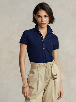 RALPH LAUREN-Polo Manica Corta Slim Fit Blu-TRYME Shop