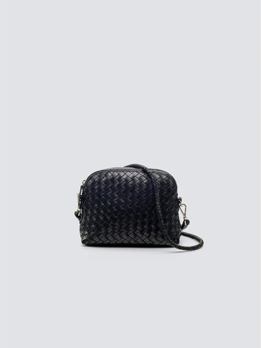 Borsa a Tracolla in Pelle Intrecciata Chunky Fellini Nero