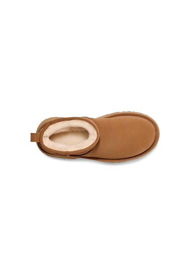 Ultra Mini Stiefeletten mit Absatz Kastanie