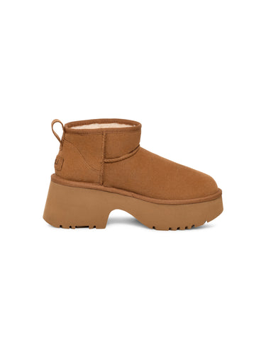 Ultra Mini Stiefeletten mit Absatz Kastanie