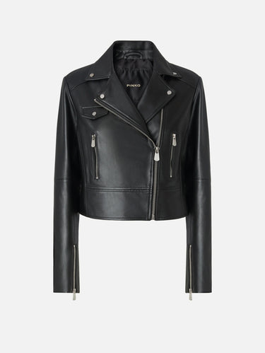 Chiodo im Biker-Stil aus schwarzem Leder