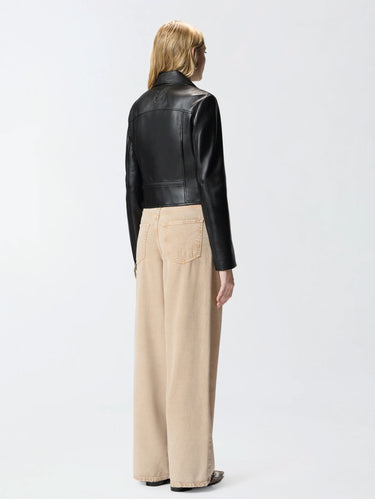 Chiodo im Biker-Stil aus schwarzem Leder