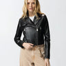 PINKO-Chiodo Stile Biker in Pelle Nero-TRYME Shop