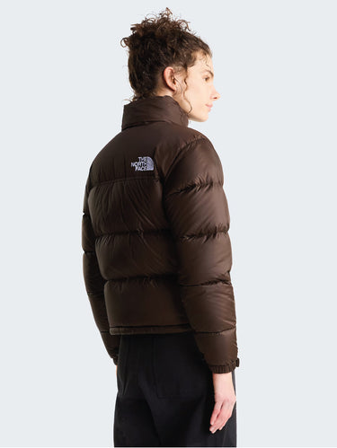 Braune Retro Nuptse-Jacke für Damen in kastiger Passform