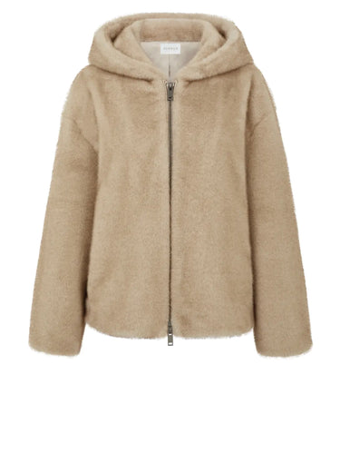 P.A.R.O.S.H.-Giubbotto in Ecopelliccia con Cappuccio Sabbia-TRYME Shop