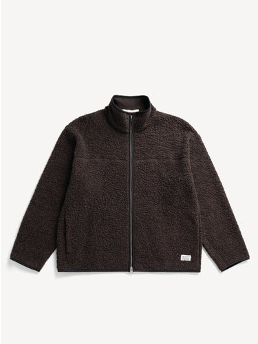Giacca in Pile di Lana Sherpa Marrone