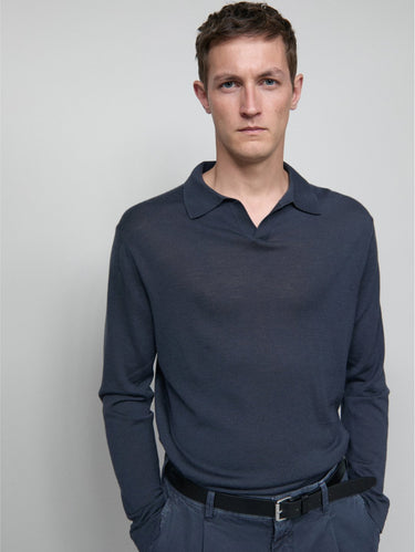 Polo mit V-Ausschnitt Blau