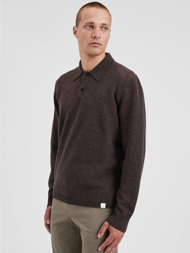 Polo in Merino Wool Knit Brown
