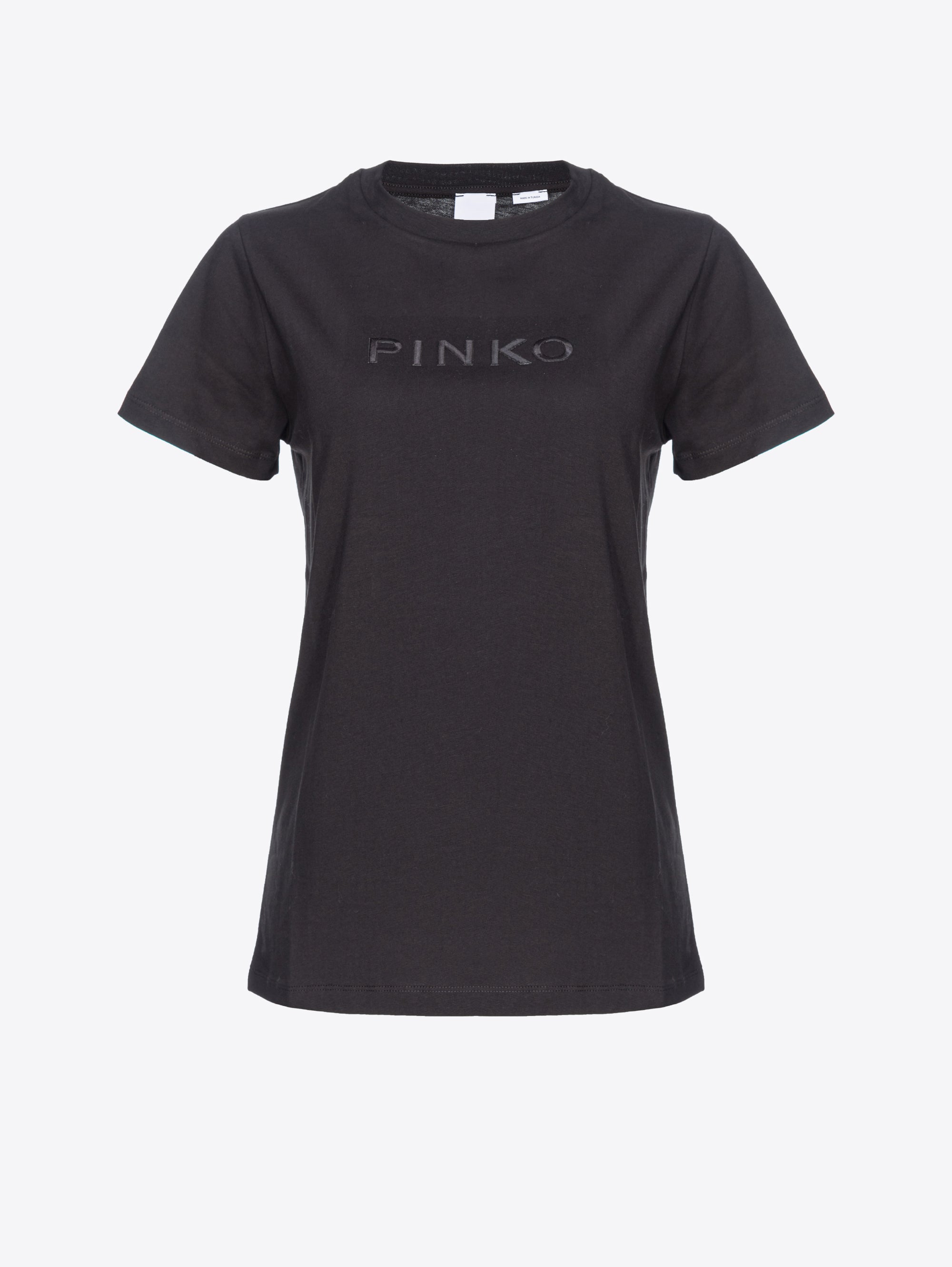 PINKO-T-shirt con Logo Ricamato Nero-TRYME Shop
