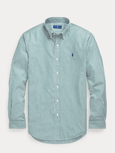 Striped Stretch Sport Shirt Green/White