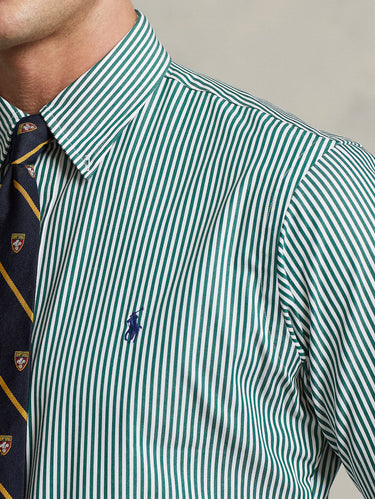 Striped Stretch Sport Shirt Green/White