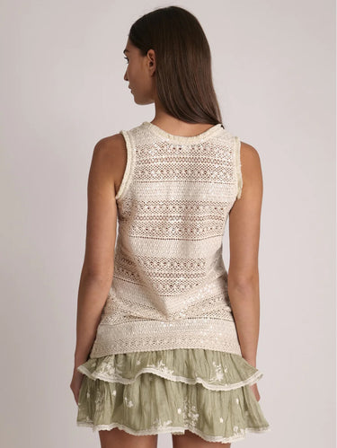 Top in Pizzo e Paillettes Avena