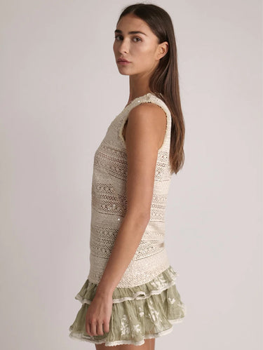 Top in Pizzo e Paillettes Avena