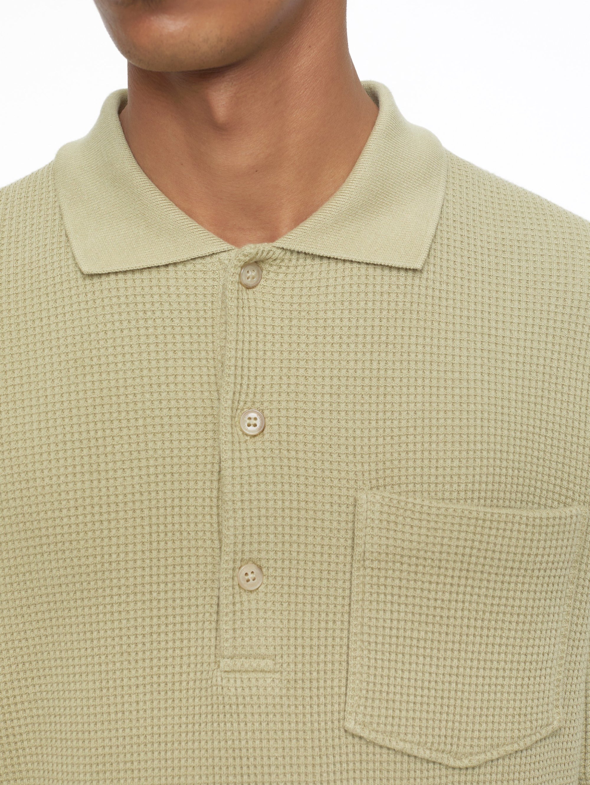 Polo shirt in Sage Waffle Fabric
