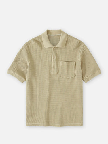 Polo en tissu gaufré sauge