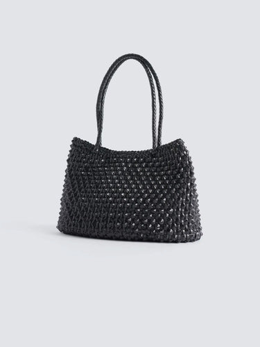Borsa a Mano in Pelle Intrecciata Santa Croce Cactus Nero