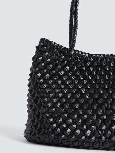 Borsa a Mano in Pelle Intrecciata Santa Croce Cactus Nero