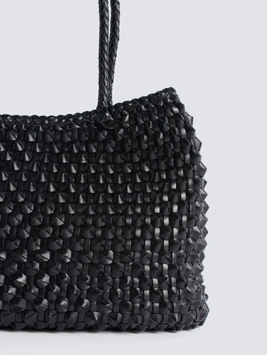 Borsa a Mano in Pelle Intrecciata Santa Croce Cactus Nero