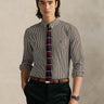 RALPH LAUREN-Camicia in Popeline Stretch a Righe Marrone/Bianco-TRYME Shop