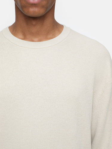 Rundhalspullover mit Rippenmuster Beige