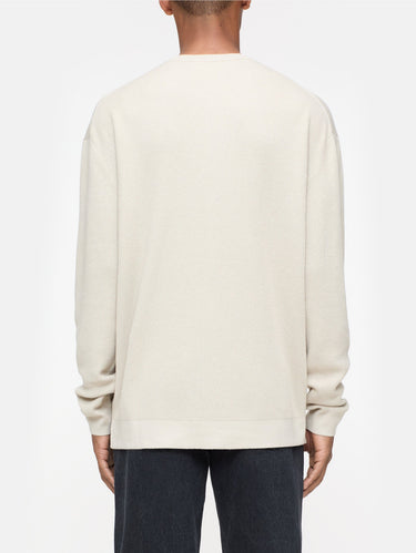 Rundhalspullover mit Rippenmuster Beige