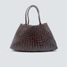 DRAGON DIFFUSION-Borsa a Mano in Pelle Intrecciata Santa Croce Big Marrone Scuro-TRYME Shop