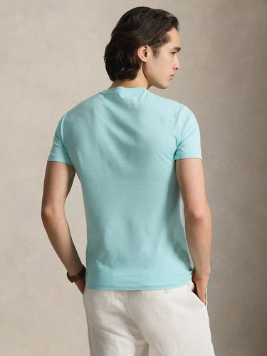 Ronde Hals T-shirt Custom Slim Fit Aqua