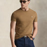 RALPH LAUREN-T-shirt Girocollo Custom Slim Fit Marrone-TRYME Shop