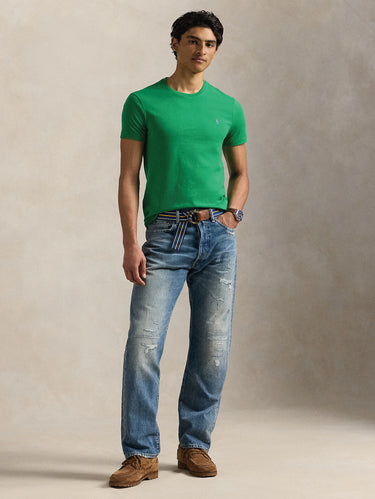 Ronde Hals T-shirt Custom Slim Fit Grasgroen