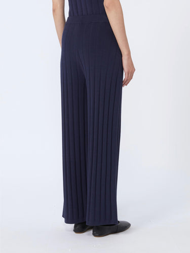 Pantalon côtelé en viscose stretch bleu