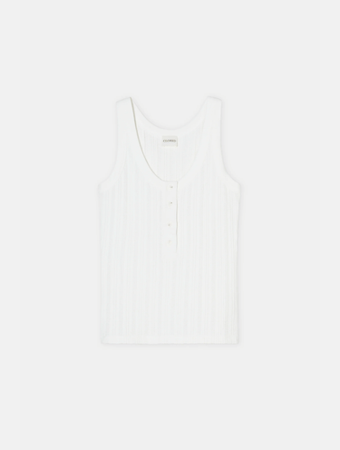 Slim Fit Ripp-Top Elfenbein