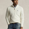 RALPH LAUREN-Maglia Mezza Zip a Trecce Crema-TRYME Shop