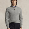 RALPH LAUREN-Maglia Mezza Zip a Trecce Grigio-TRYME Shop