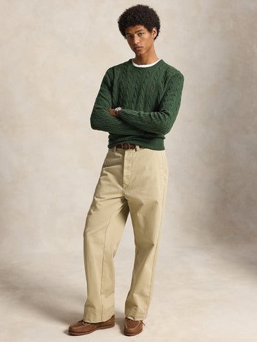 Maglia Girocollo in Misto Cashmere Verde Pino