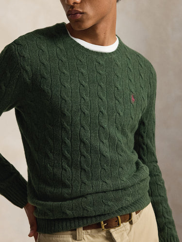Maglia Girocollo in Misto Cashmere Verde Pino