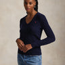 RALPH LAUREN-Maglia Collo a V in Misto Cashmere Navy-TRYME Shop