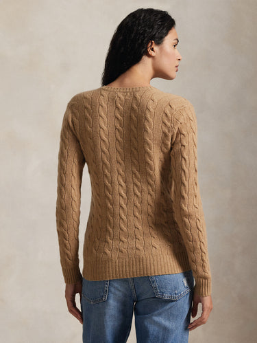 Maglia Collo a V in Misto Cashmere Cammello