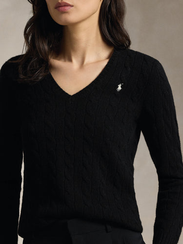 Maglia Collo a V in Misto Cashmere Nero