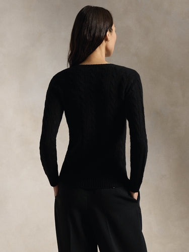 Maglia Collo a V in Misto Cashmere Nero