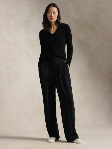 Maglia Collo a V in Misto Cashmere Nero
