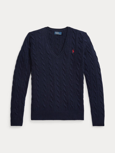Maglia Collo a V in Misto Cashmere Navy