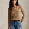 RALPH LAUREN-Maglia Collo a V in Misto Cashmere Cammello-TRYME Shop