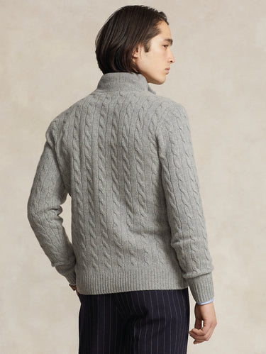 Maglia Mezza Zip a Trecce Grigio Melange