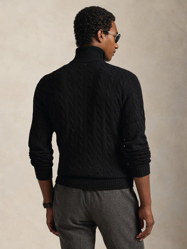 Maglia Collo Alto a Trecce Nero