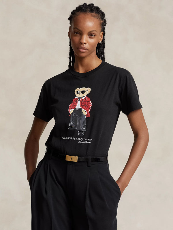 RALPH LAUREN-T-shirt con Stampa Grafica Polo Bear Nero-TRYME Shop