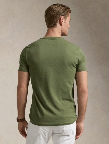 Rundhals-T-Shirt Custom Slim Fit Militärgrün
