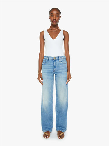 Jeans mit hoher Taille und weitem Bein Hellblau