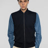 ALPHA STUDIO-Gilet in Lana taglio Bomber Blu-TRYME Shop