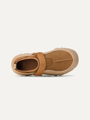 Sneakers aus Veloursleder mit kastanienbraunem Riemen