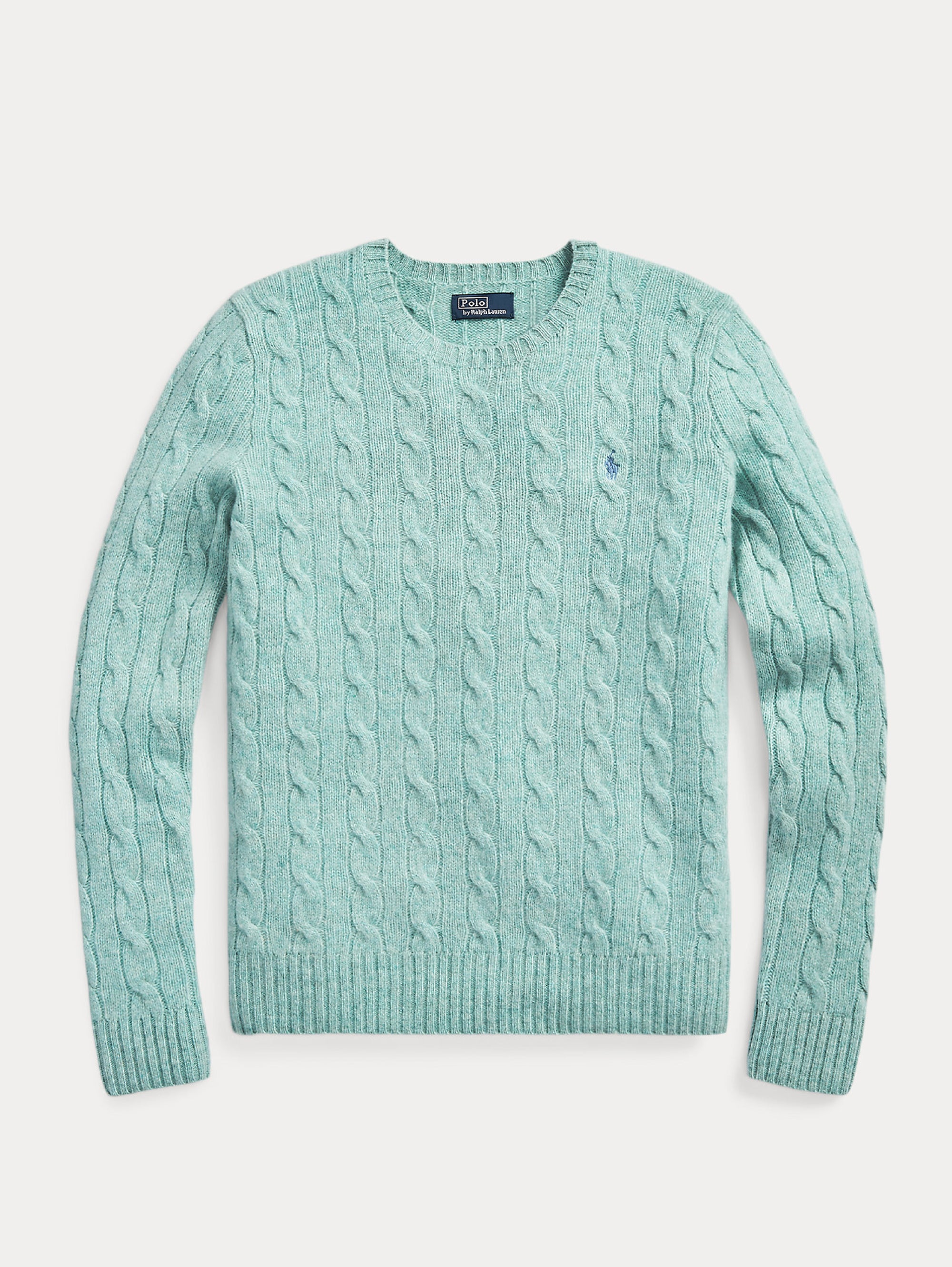Green Cashmere Blend Cable Sweater